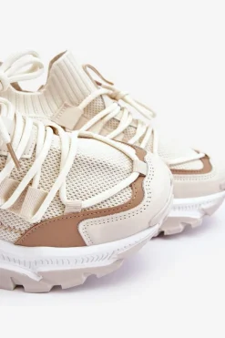 Damskie Boto Damskie Sneakersy Skarpetkowe Wsuwane Beżowe Keaton