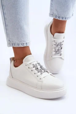 Damskie Buty damskie Vinceza Damskie Sneakersy Skórzane Z Ozdobami Białe Dysuria