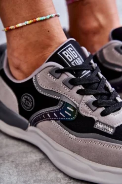 Damskie Big Star Shoes Damskie Sneakersy Sportowe Big Star KK274100 Czarno-Szare