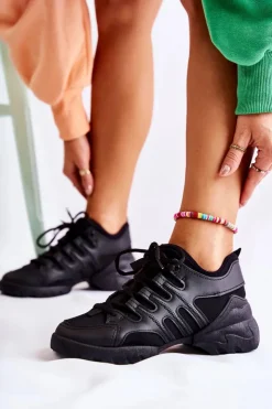 Boto Sneakersy Damskie*Damskie Sneakersy Sportowe Buty Czarne Azella