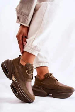 Damskie Boto Damskie Sneakersy Sportowe Buty Khaki New Horizon