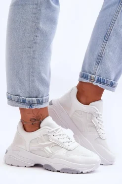 Boto Sneakersy Damskie*Damskie Sneakersy Sznurowane Białe Cortes