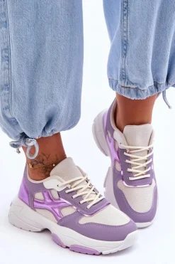 Damskie Boto Damskie Sneakersy Sznurowane Fioletowe Cortes