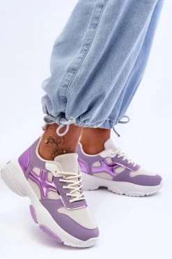 Damskie Boto Damskie Sneakersy Sznurowane Fioletowe Cortes