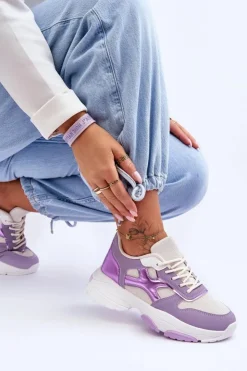 Damskie Boto Damskie Sneakersy Sznurowane Fioletowe Cortes