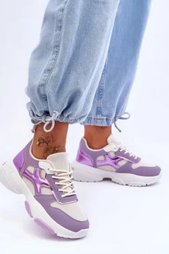 Damskie Boto Damskie Sneakersy Sznurowane Fioletowe Cortes