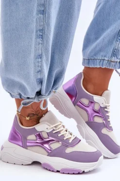 Damskie Boto Damskie Sneakersy Sznurowane Fioletowe Cortes