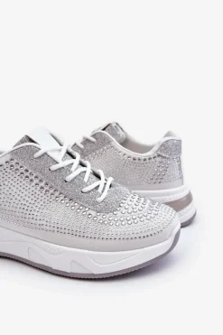 Damskie Boto Damskie Sneakersy Z Cyrkoniami Białe Raiden