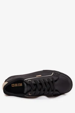Damskie Big Star Shoes Damskie Sneakersy Z Eko Skóry Big Star SS274025 Czarno-Złote