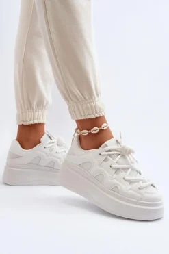 Boto Buty Sportowe Na Platformie|Sneakersy Damskie*Damskie Sneakersy Z Grubym Sznurowaniem Białe Vinali