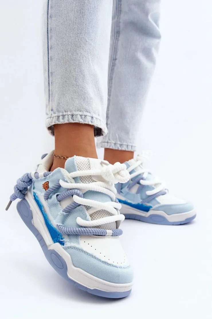 Boto Sneakersy Damskie*Damskie Sneakersy Z Grubym Sznurowaniem Niebieskie Miatora