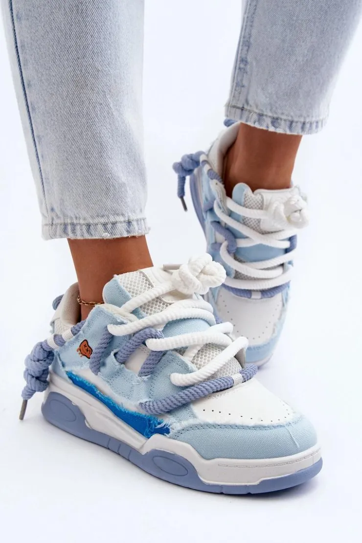 Boto Sneakersy Damskie*Damskie Sneakersy Z Grubym Sznurowaniem Niebieskie Miatora