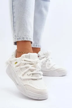 Hot Boto Damskie Sneakersy Z Grubym Sznurowaniem Białe Miatora