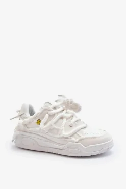 Hot Boto Damskie Sneakersy Z Grubym Sznurowaniem Białe Miatora