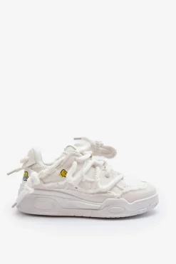 Hot Boto Damskie Sneakersy Z Grubym Sznurowaniem Białe Miatora