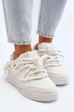 Hot Boto Damskie Sneakersy Z Grubym Sznurowaniem Białe Miatora