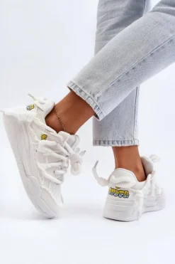 Hot Boto Damskie Sneakersy Z Grubym Sznurowaniem Białe Miatora