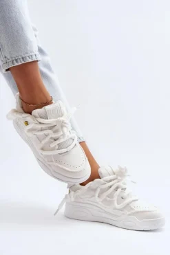 Hot Boto Damskie Sneakersy Z Grubym Sznurowaniem Białe Miatora