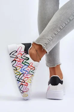 Damskie Boto Damskie Sneakersy Z Sercami Białe Claral