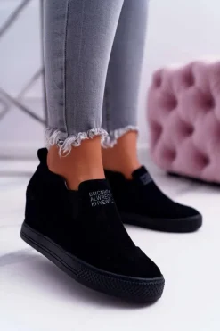 Damskie Boto Damskie Snekersy Trampki Lu Boo Wsuwane Czarne Kaori