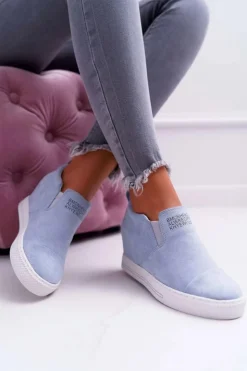Boto Sneakersy Damskie*Damskie Snekersy Trampki Lu Boo Wsuwane Błękitne Kaori