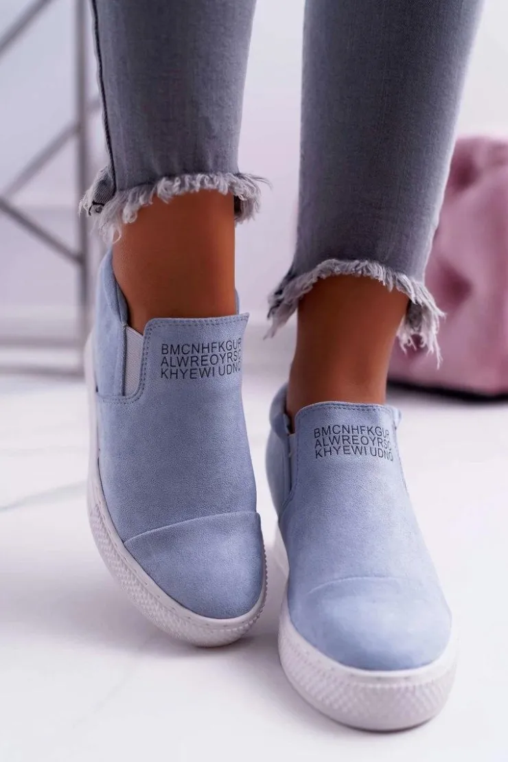 Boto Sneakersy Damskie*Damskie Snekersy Trampki Lu Boo Wsuwane Błękitne Kaori