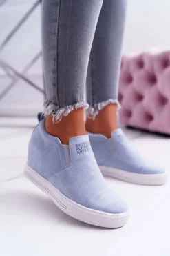 Boto Sneakersy Damskie*Damskie Snekersy Trampki Lu Boo Wsuwane Błękitne Kaori