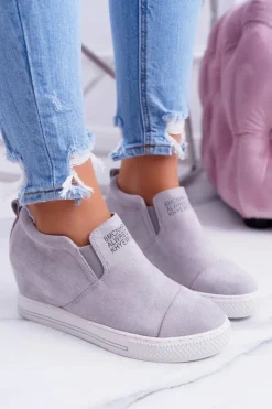 Boto Sneakersy Damskie*Damskie Snekersy Trampki Lu Boo Wsuwane Szare Kaori