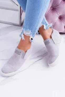 Boto Sneakersy Damskie*Damskie Snekersy Trampki Lu Boo Wsuwane Szare Kaori