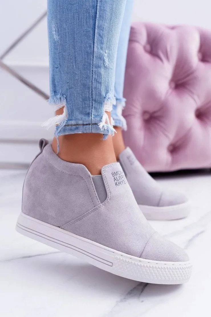 Boto Sneakersy Damskie*Damskie Snekersy Trampki Lu Boo Wsuwane Szare Kaori