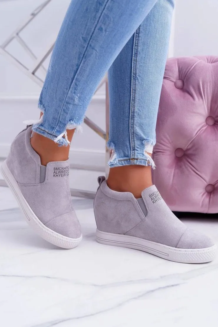 Boto Sneakersy Damskie*Damskie Snekersy Trampki Lu Boo Wsuwane Szare Kaori