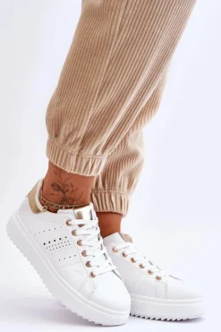 Online Boto Damskie Sportowe Buty Biało-Złote Be First!