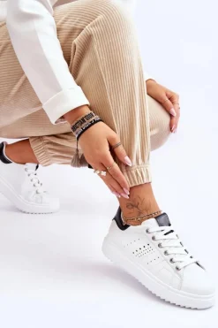 Boto Sneakersy Damskie*Damskie Sportowe Buty Biało-Czarne Be First! Biały
