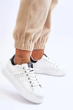 Boto Sneakersy Damskie*Damskie Sportowe Buty Biało-Czarne Be First! Biały
