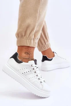 Boto Sneakersy Damskie*Damskie Sportowe Buty Biało-Czarne Be First! Biały