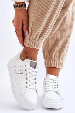 Boto Sneakersy Damskie*Damskie Sportowe Buty Biało-Srebrne Be First!