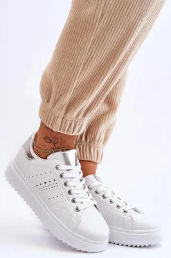 Boto Sneakersy Damskie*Damskie Sportowe Buty Biało-Srebrne Be First!