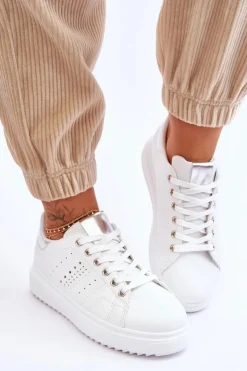 Boto Sneakersy Damskie*Damskie Sportowe Buty Biało-Srebrne Be First!