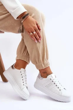 Boto Sneakersy Damskie*Damskie Sportowe Buty Biało-Srebrne Be First!