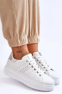 Boto Sneakersy Damskie*Damskie Sportowe Buty Biało-Srebrne Be First!