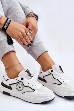 Damskie Big Star Shoes Damskie Sportowe Buty Big Star LL274440 Biało-Czarne