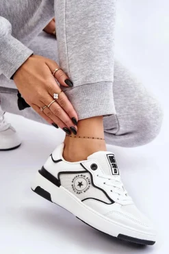 Damskie Big Star Shoes Damskie Sportowe Buty Big Star LL274440 Biało-Czarne