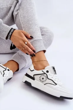 Damskie Big Star Shoes Damskie Sportowe Buty Big Star LL274440 Biało-Czarne