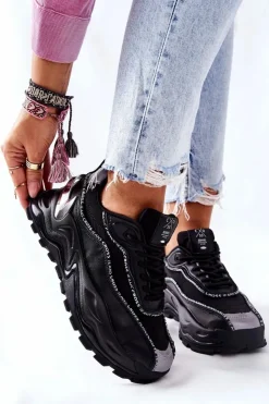 Discount Cross Jeans Damskie Sportowe Buty II2R4018C Czarne Czarny