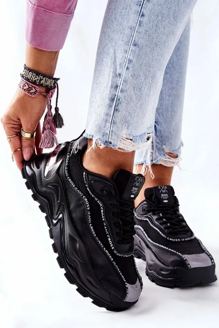 Discount Cross Jeans Damskie Sportowe Buty II2R4018C Czarne Czarny