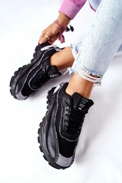 Discount Cross Jeans Damskie Sportowe Buty II2R4018C Czarne Czarny