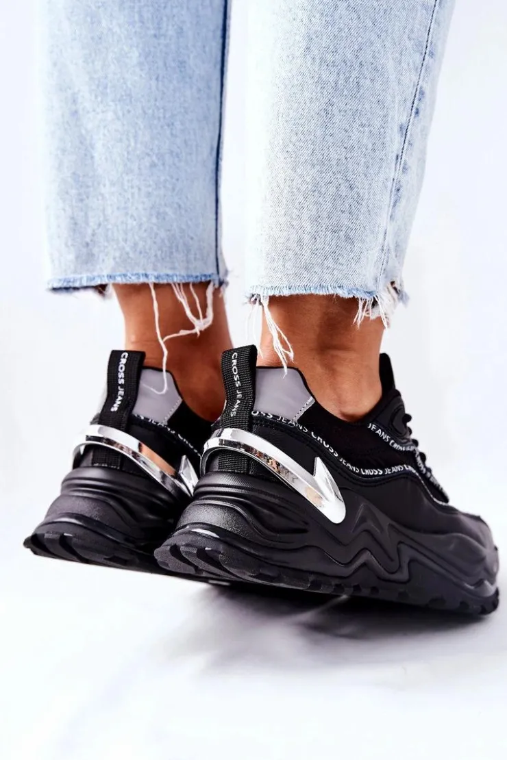 Discount Cross Jeans Damskie Sportowe Buty II2R4018C Czarne Czarny