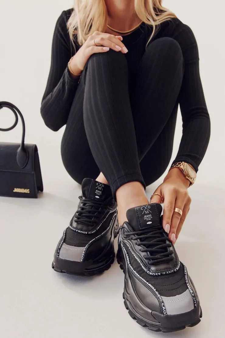 Discount Cross Jeans Damskie Sportowe Buty II2R4018C Czarne Czarny