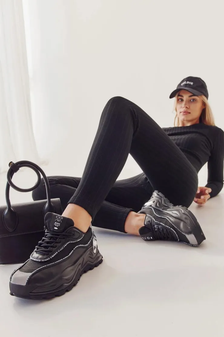 Discount Cross Jeans Damskie Sportowe Buty II2R4018C Czarne Czarny