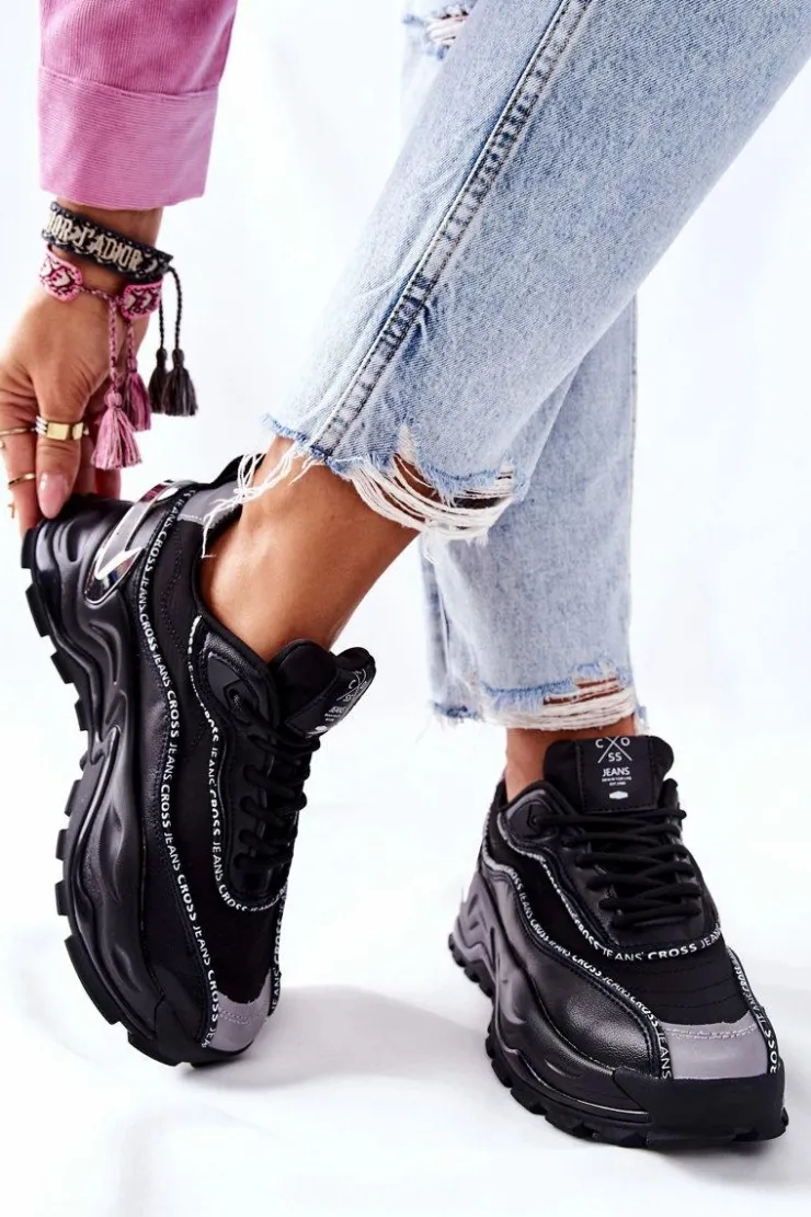 Discount Cross Jeans Damskie Sportowe Buty II2R4018C Czarne Czarny